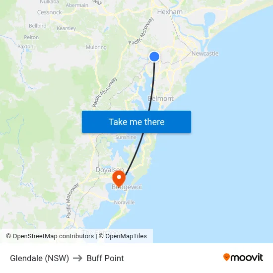 Glendale (NSW) to Buff Point map