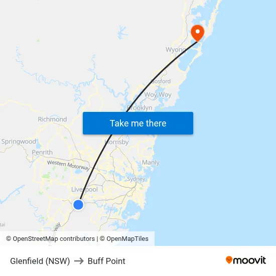 Glenfield (NSW) to Buff Point map