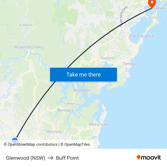 Glenwood (NSW) to Buff Point map