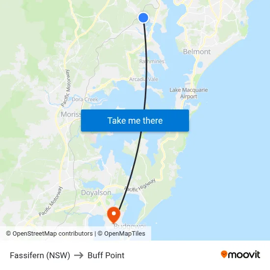 Fassifern (NSW) to Buff Point map