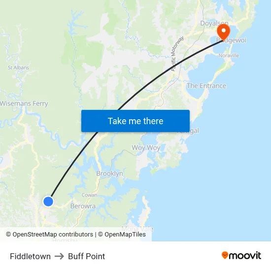 Fiddletown to Buff Point map