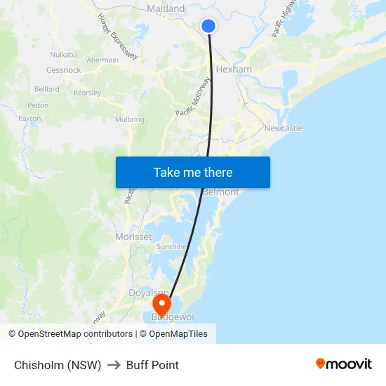 Chisholm (NSW) to Buff Point map