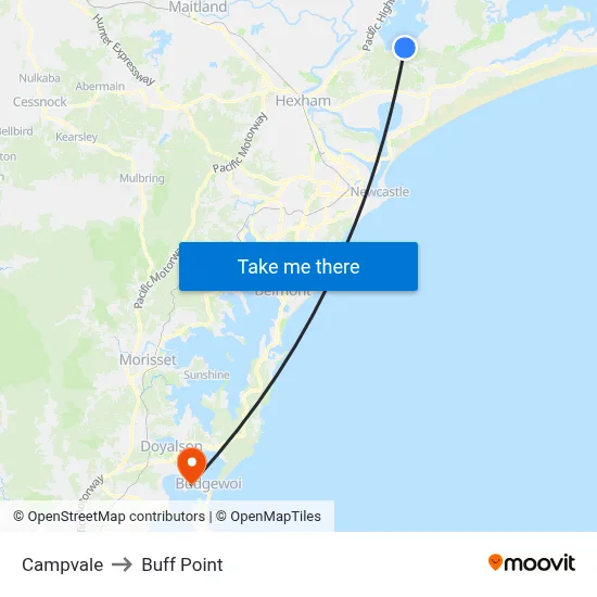 Campvale to Buff Point map