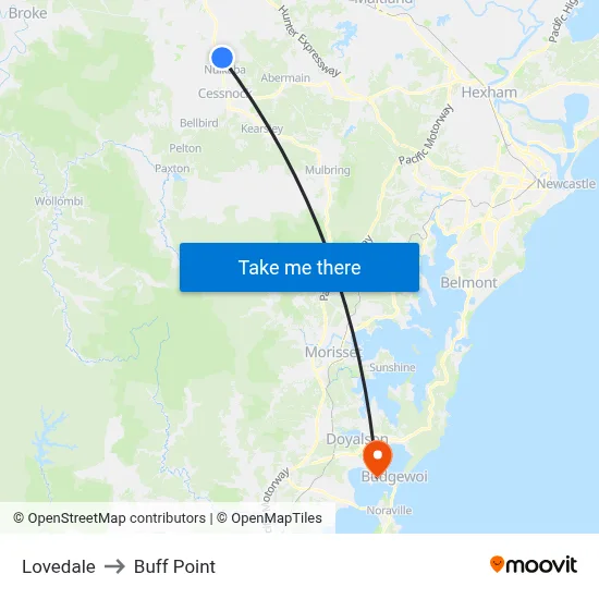 Lovedale to Buff Point map