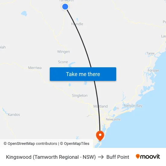 Kingswood (Tamworth Regional - NSW) to Buff Point map