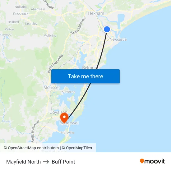 Mayfield North to Buff Point map