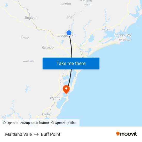 Maitland Vale to Buff Point map