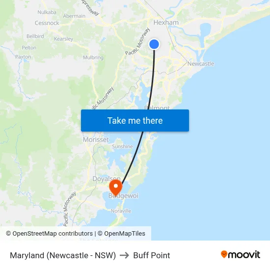 Maryland (Newcastle - NSW) to Buff Point map