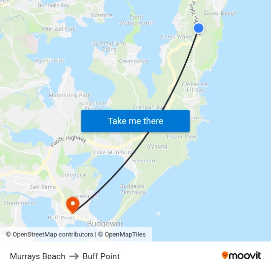 Murrays Beach to Buff Point map