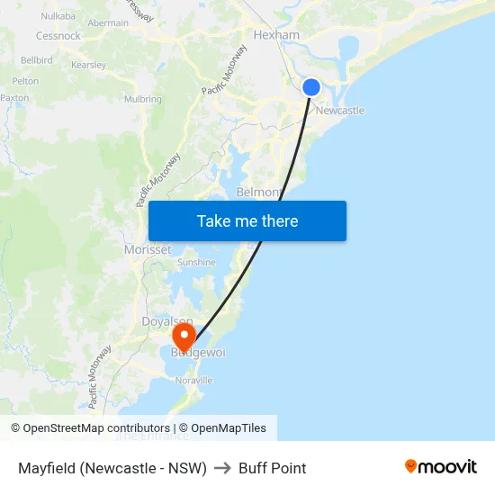 Mayfield (Newcastle - NSW) to Buff Point map