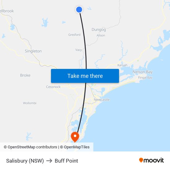 Salisbury (NSW) to Buff Point map