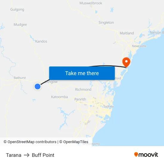 Tarana to Buff Point map