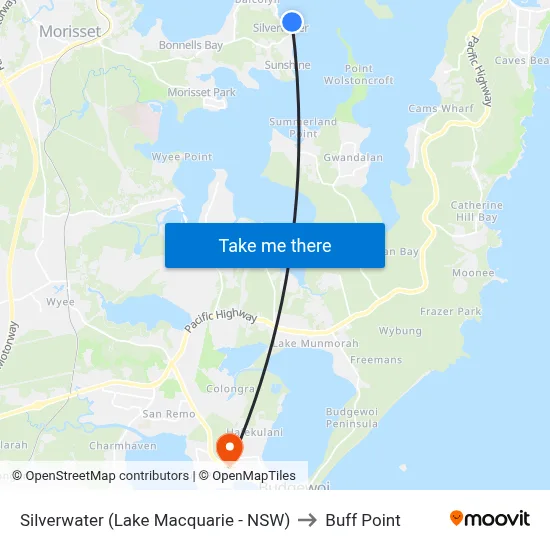 Silverwater (Lake Macquarie - NSW) to Buff Point map