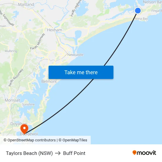 Taylors Beach (NSW) to Buff Point map