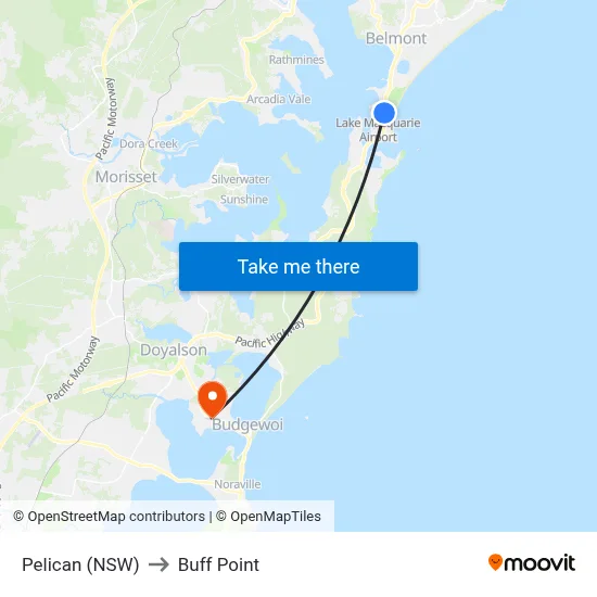 Pelican (NSW) to Buff Point map