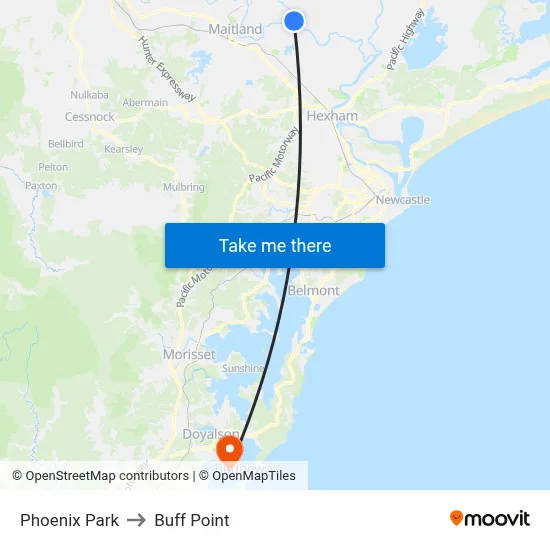 Phoenix Park to Buff Point map