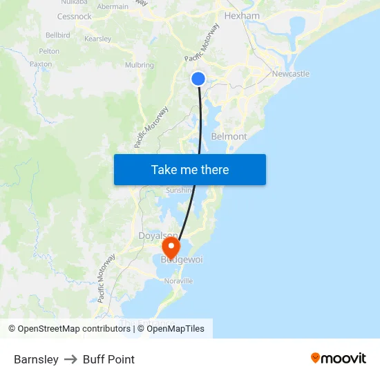 Barnsley to Buff Point map