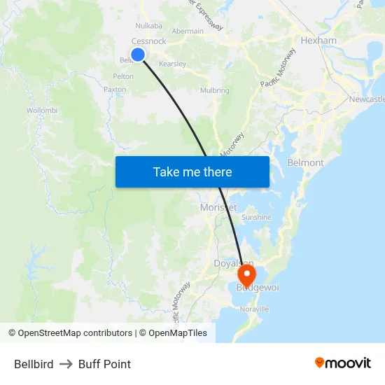 Bellbird to Buff Point map