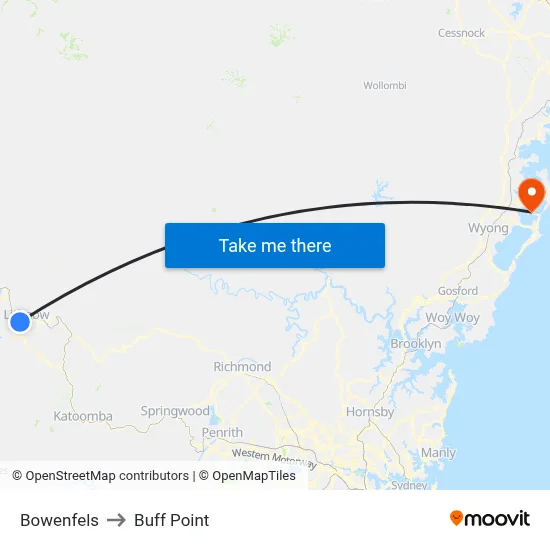 Bowenfels to Buff Point map