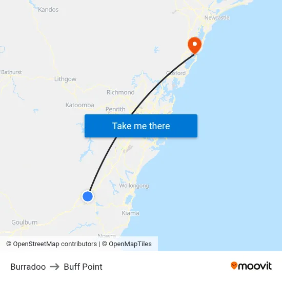 Burradoo to Buff Point map