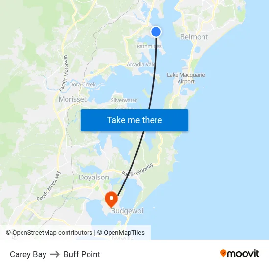 Carey Bay to Buff Point map