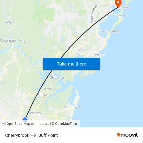 Cherrybrook to Buff Point map