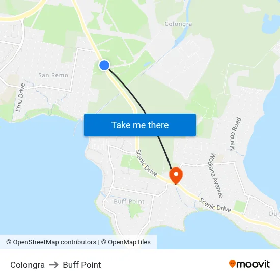 Colongra to Buff Point map