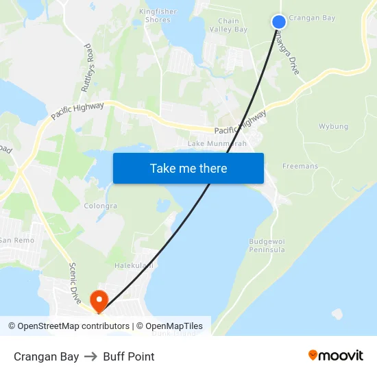 Crangan Bay to Buff Point map