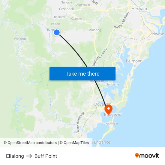 Ellalong to Buff Point map