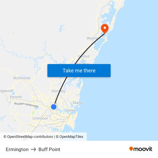 Ermington to Buff Point map