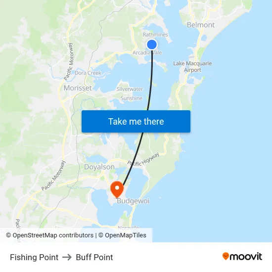 Fishing Point to Buff Point map