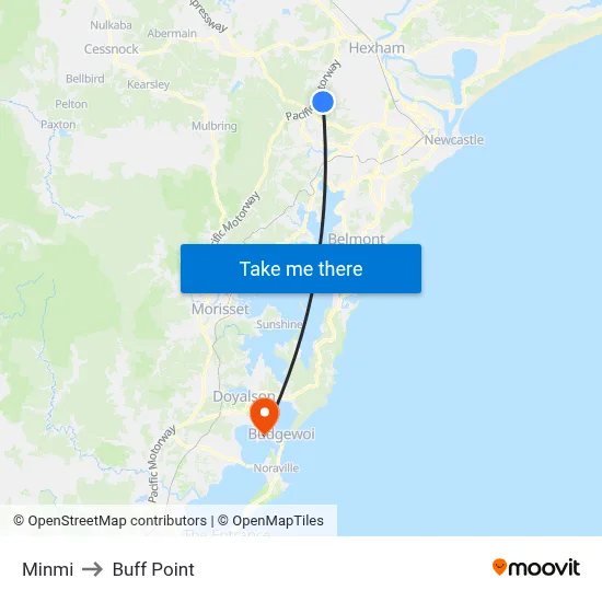 Minmi to Buff Point map