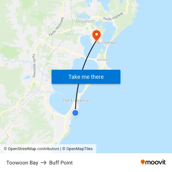 Toowoon Bay to Buff Point map