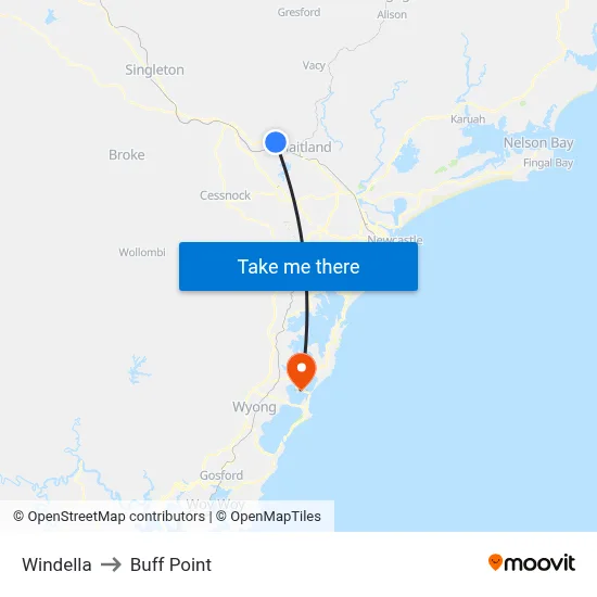 Windella to Buff Point map