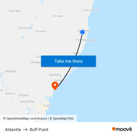 Aldavilla to Buff Point map