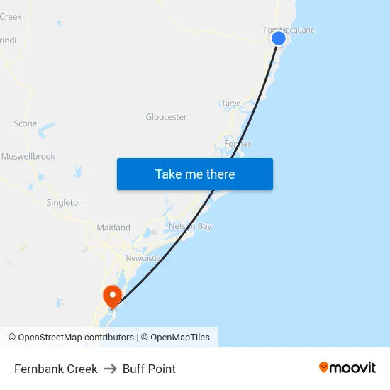 Fernbank Creek to Buff Point map