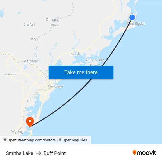 Smiths Lake to Buff Point map