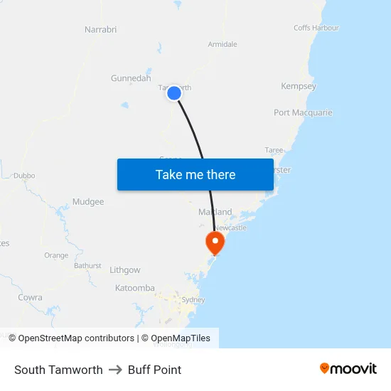 South Tamworth to Buff Point map