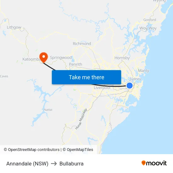 Annandale (NSW) to Bullaburra map