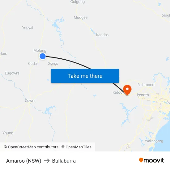 Amaroo (NSW) to Bullaburra map