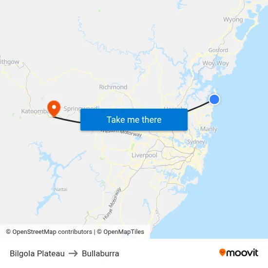 Bilgola Plateau to Bullaburra map