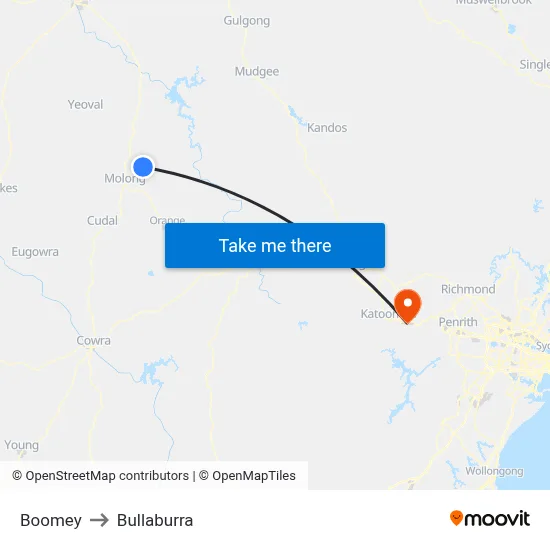 Boomey to Bullaburra map