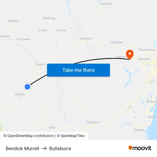 Bendick Murrell to Bullaburra map
