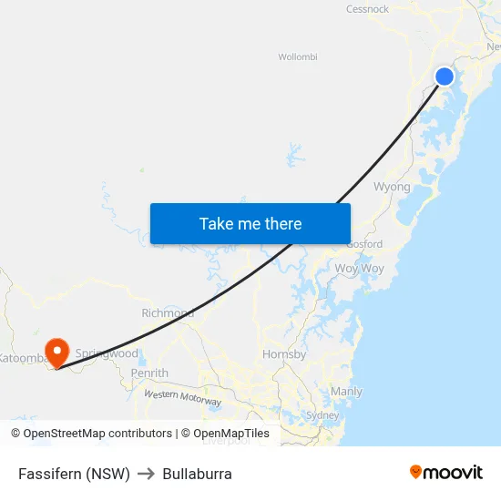 Fassifern (NSW) to Bullaburra map