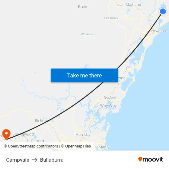 Campvale to Bullaburra map