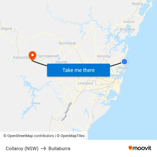 Collaroy (NSW) to Bullaburra map