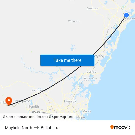 Mayfield North to Bullaburra map