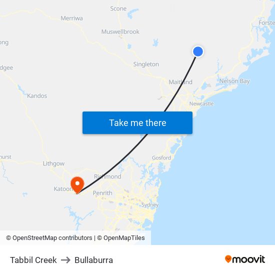 Tabbil Creek to Bullaburra map