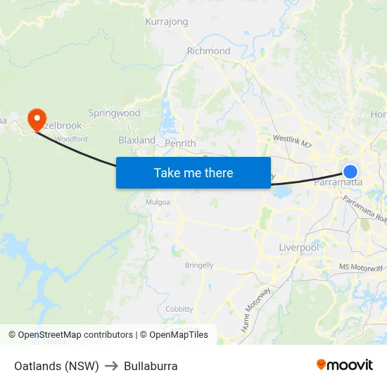 Oatlands (NSW) to Bullaburra map