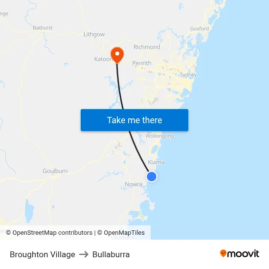 Broughton Village to Bullaburra map